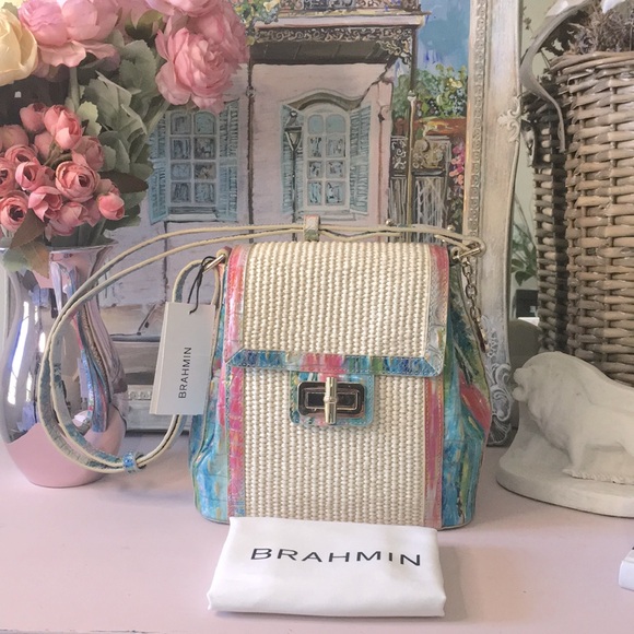 NWT🏝 Brahmin Small Margo Grandview Staycation Leather Woven Bag Extremely Rare✨ - Picture 3 of 15